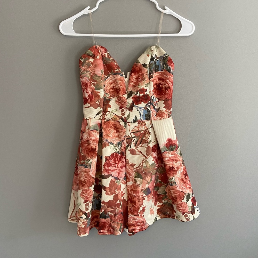 Strapless Floral Romper